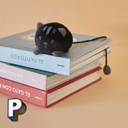 Marque-page peluche chat noir Fluffy Kitty sur des livres