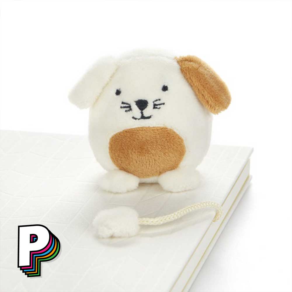 Marque-page peluche chien blanc Fluffy woof détail du bout du marque page