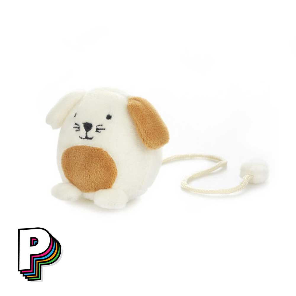 Marque-page peluche chien blanc Fluffy woof de face