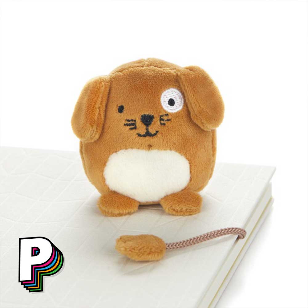 Marque-page peluche chien marron Fluffy woof avec sa fourrure marron et creme