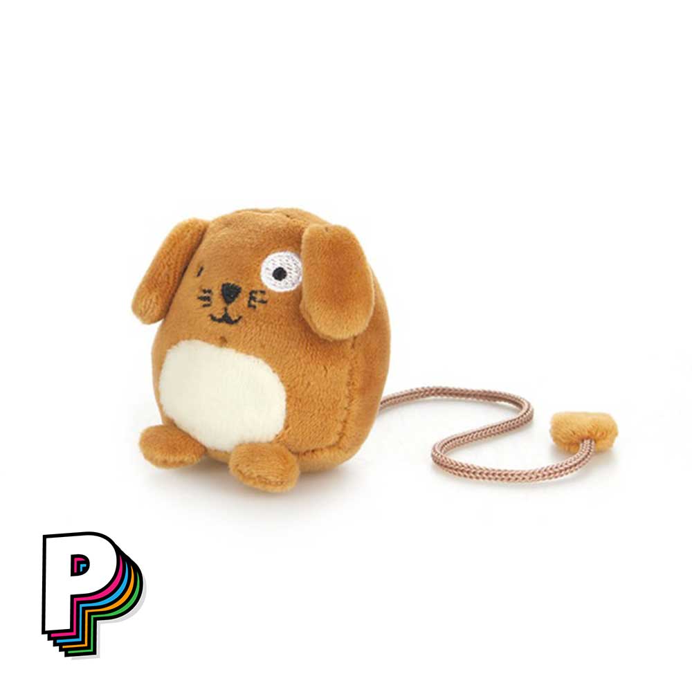 Marque-page peluche chien marron Fluffy woof de face