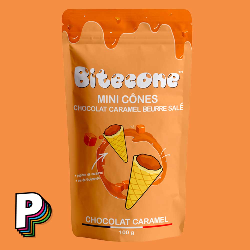 Mini cônes fourrés au chocolat Caramel au Beurre Salé de Bitecone
