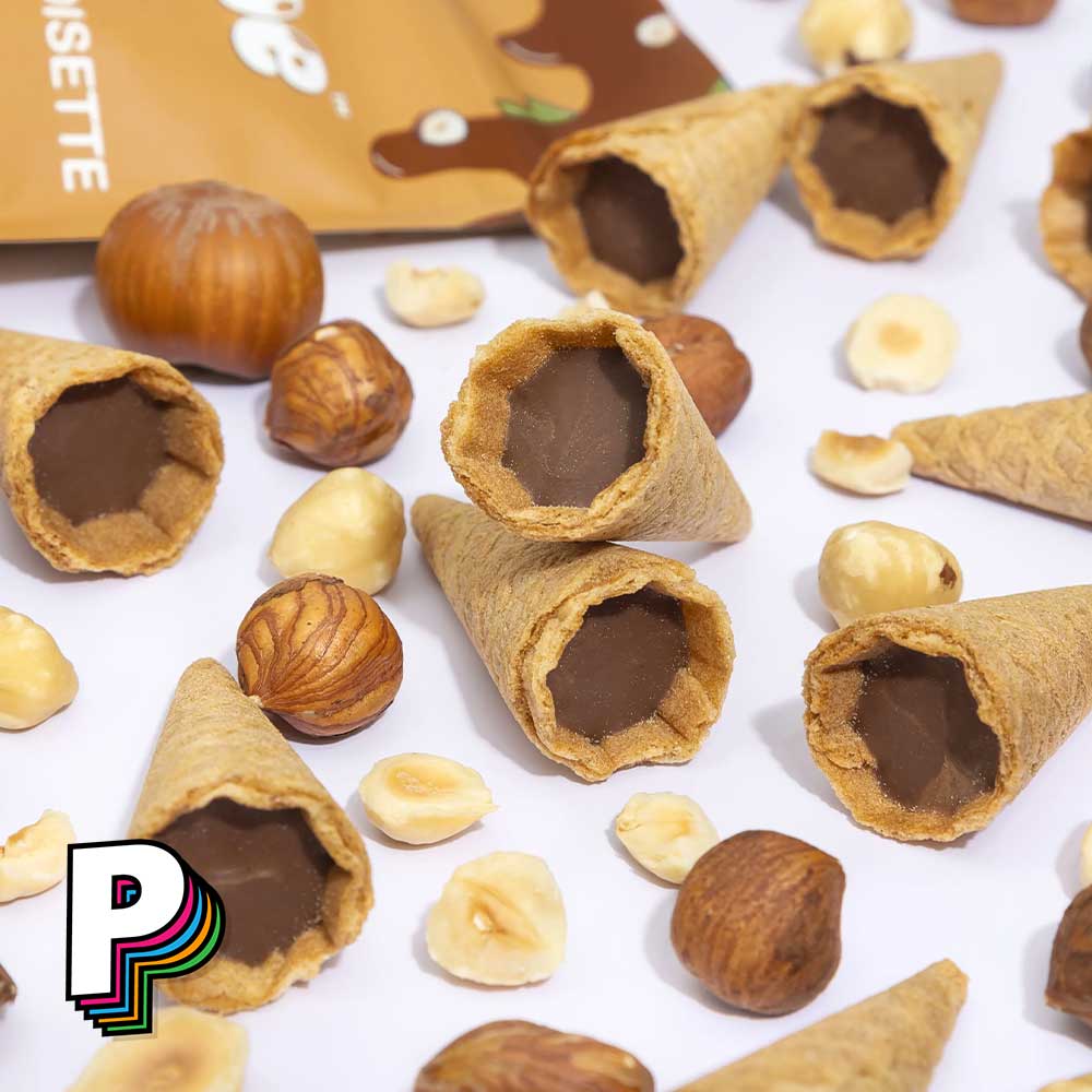 Détails des petits cones chocolat noisette à manger gourmandise