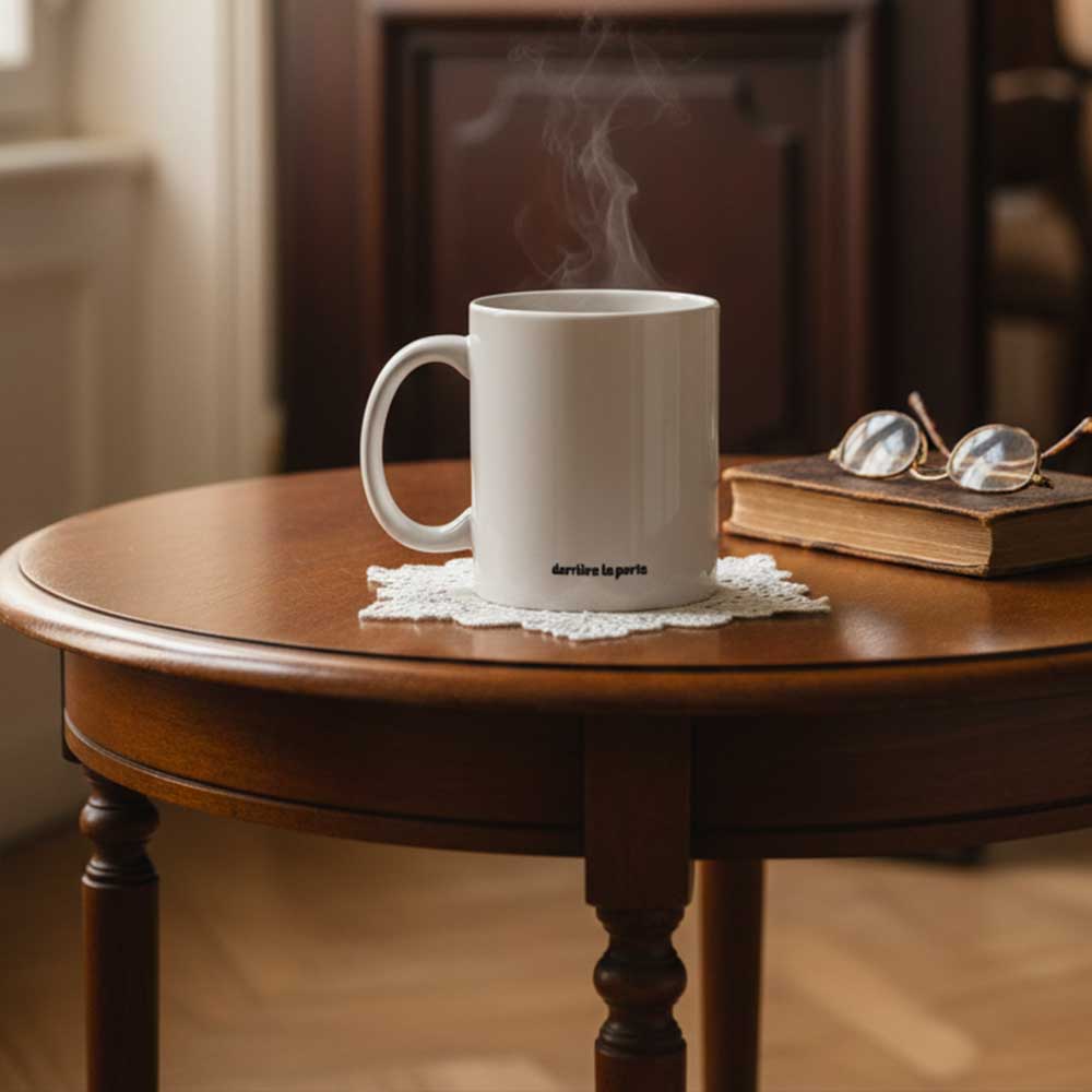 Mug "Monsieur connard" blanc brillant de dos