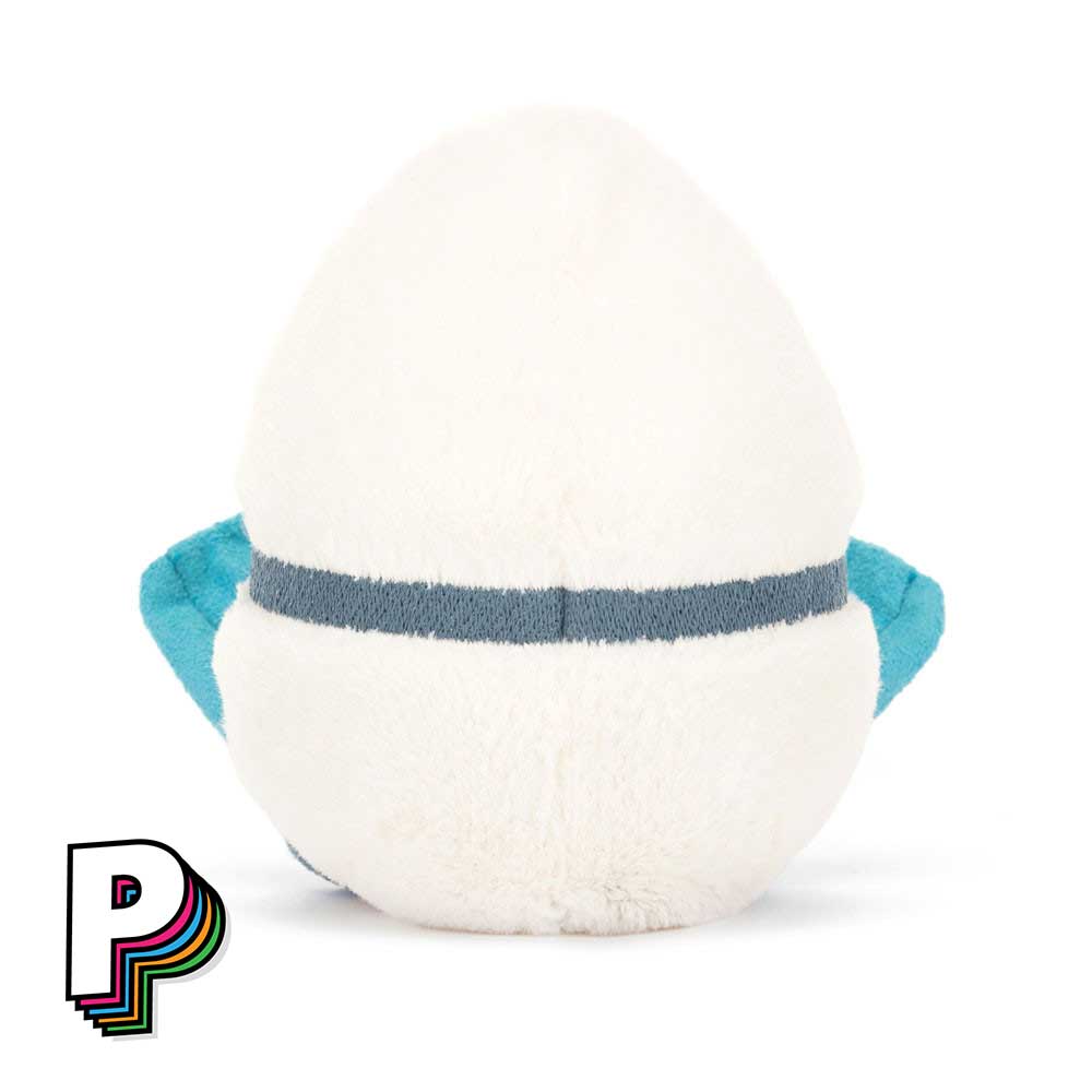 Peluche oeuf plongé de dos