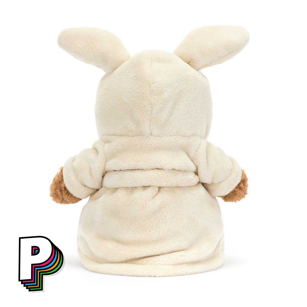 Dos Peluche Ours Bartholomew avec Peignoir Lapin de Jellycat