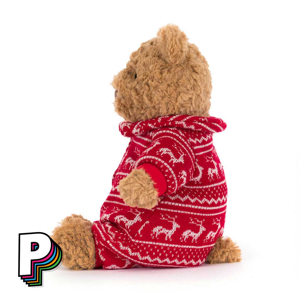 Peluche Ours Bartholomew Pyjama Hiver de Jellycat de côté