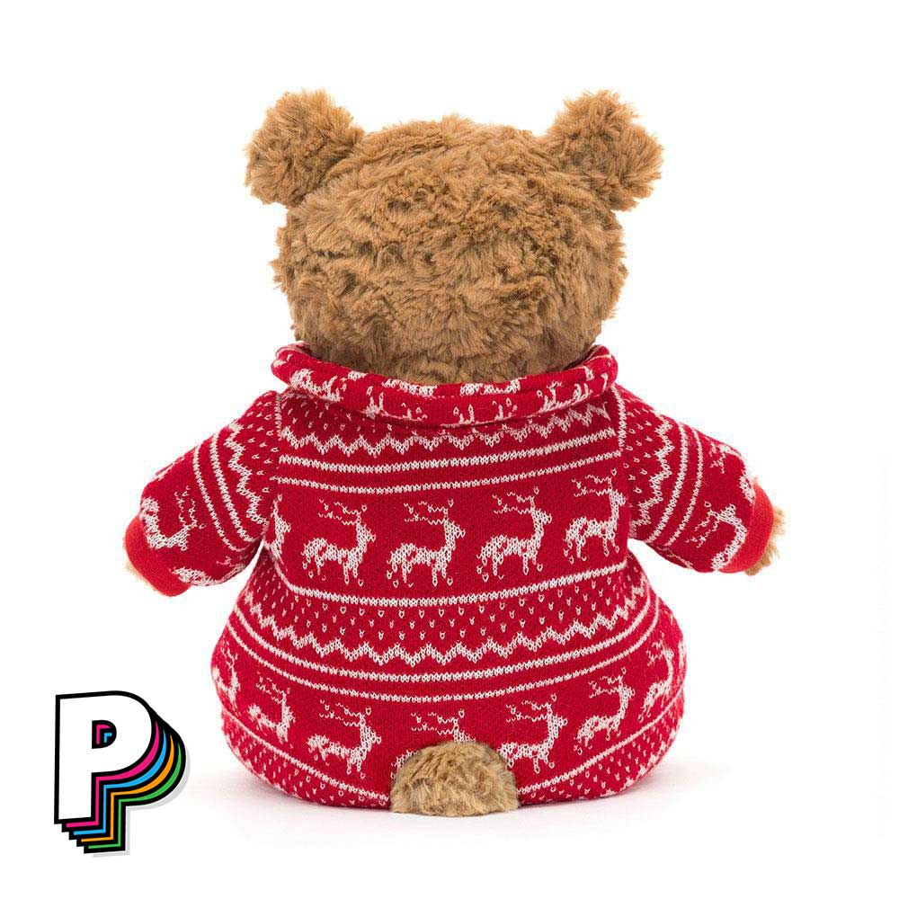 Peluche Ours Bartholomew Pyjama Hiver de Jellycat de dos