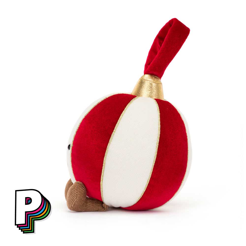 Peluche Boule de Noël Amuseables de Jellycat de côté