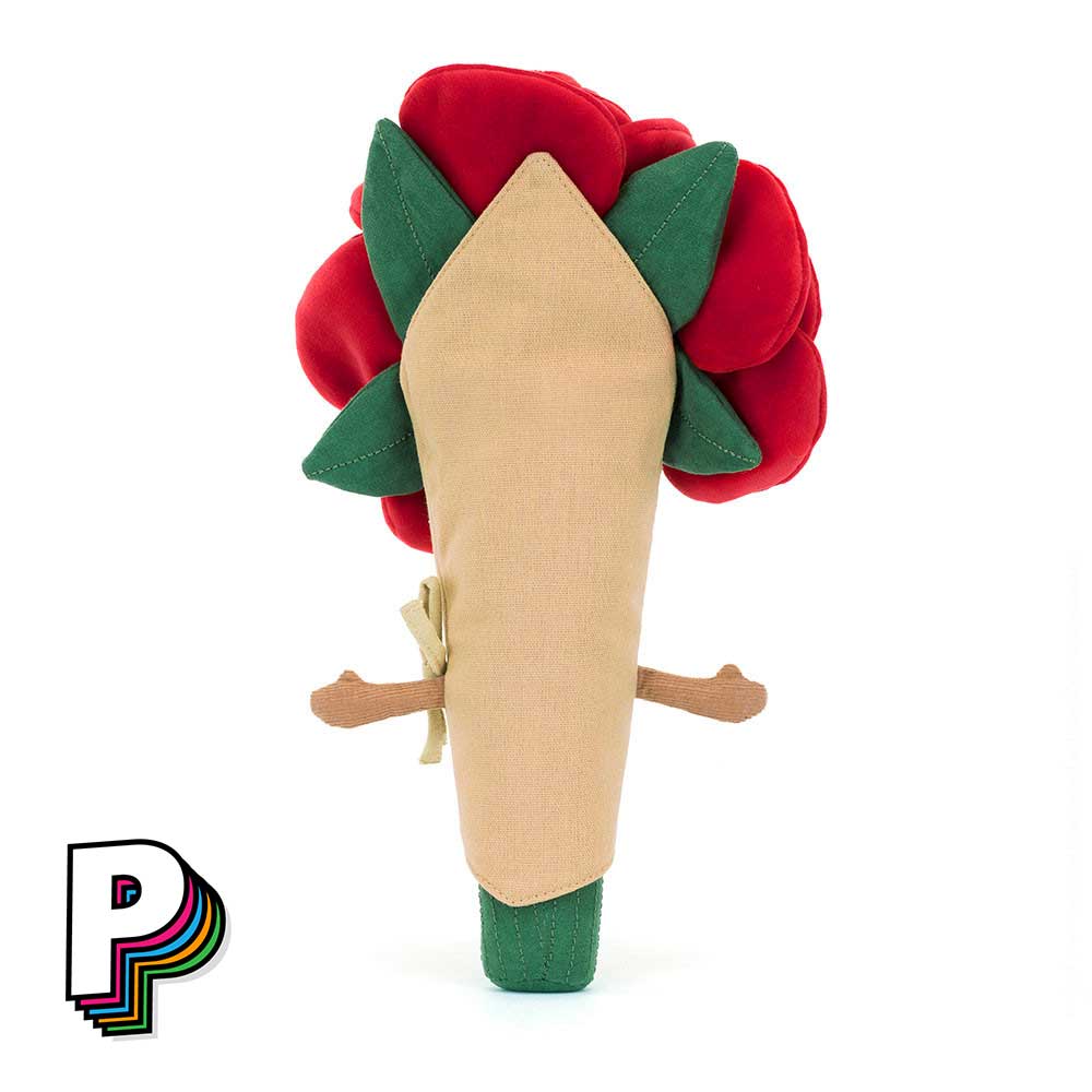 Peluche bouquet rose rouge Amuseables de Jellycat de dos