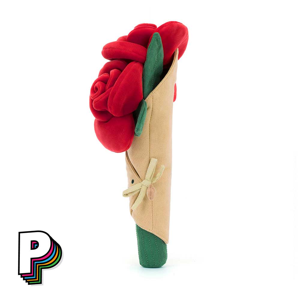 Peluche bouquet rose rouge Amuseables de Jellycat de côté