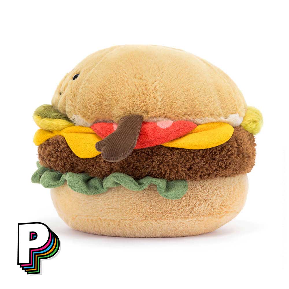 burger en peluche de côté