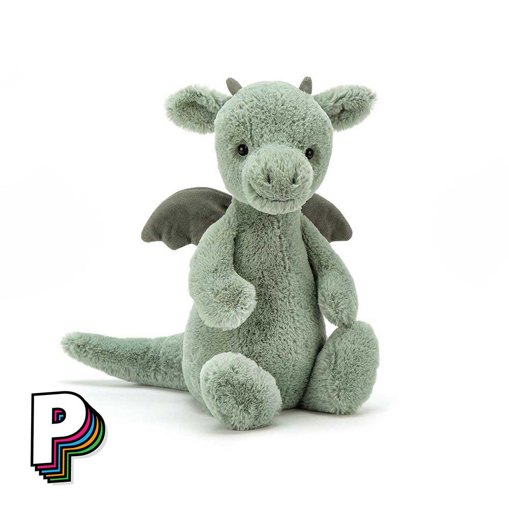 Peluche Dragon Vert Bashful Jellycat Medium BAS3DGN