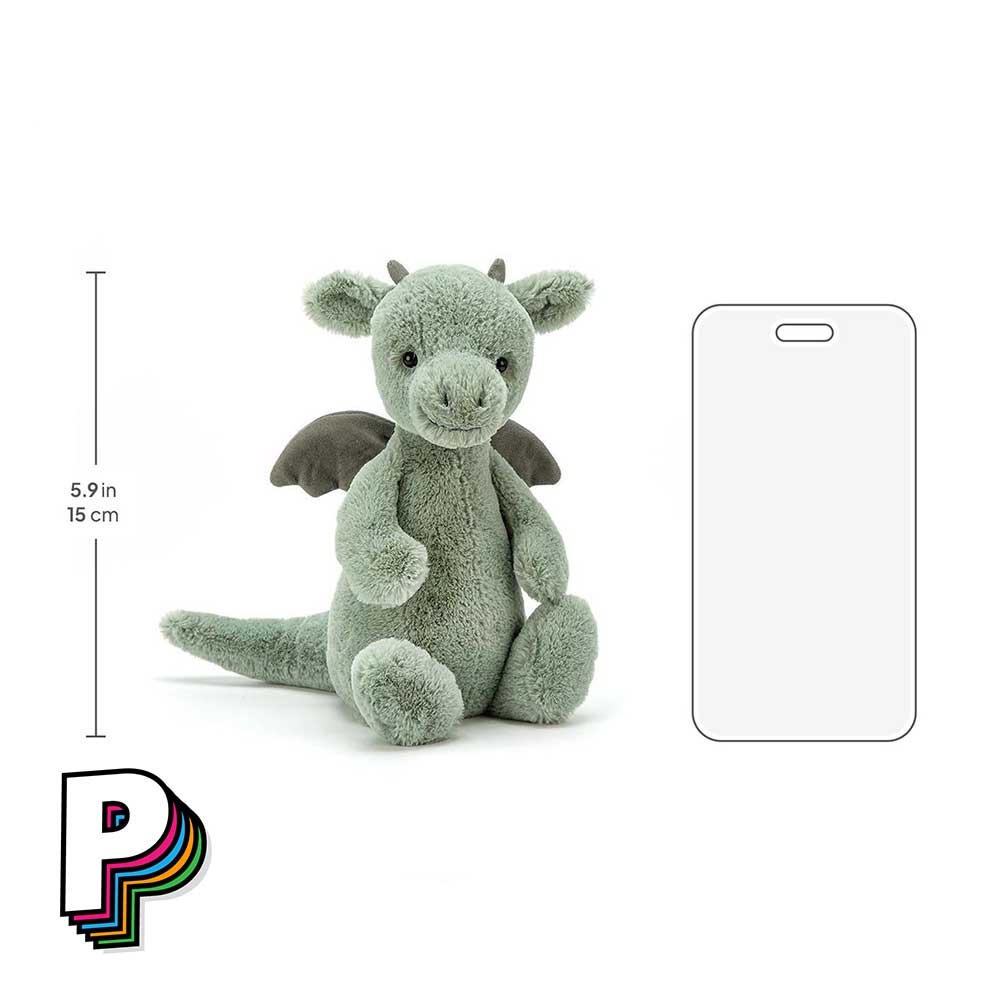 Dimensions Peluche Dragon Vert Bashful Jellycat Small BASS6DGN