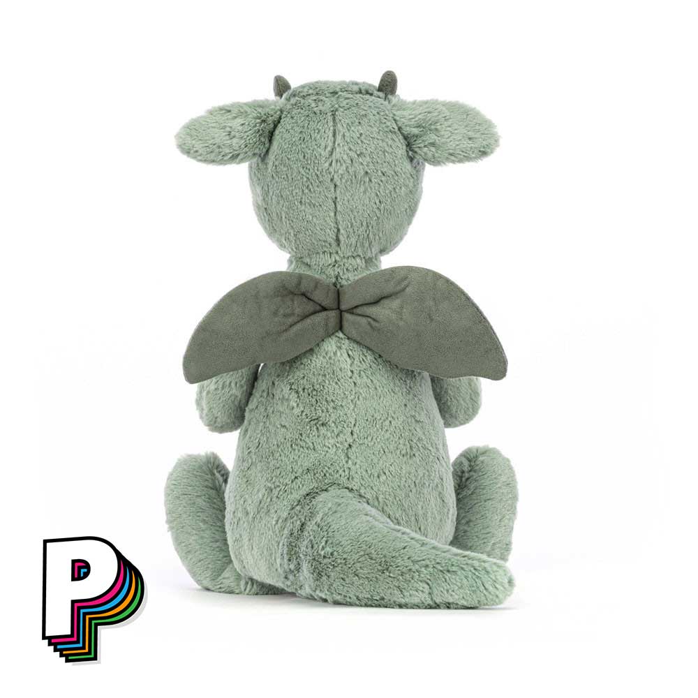 Peluche Dragon Vert Bashful Jellycat Medium de dos