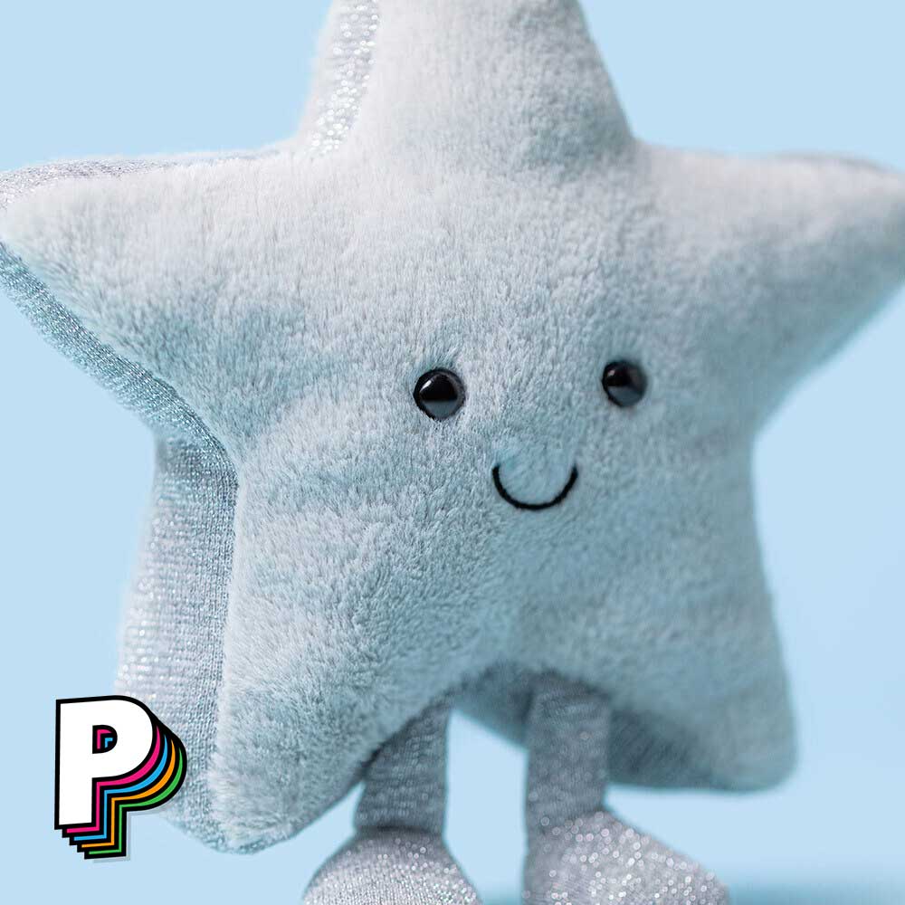 Détails visage Peluche Etoile Argentée Amuseables de Jellycat