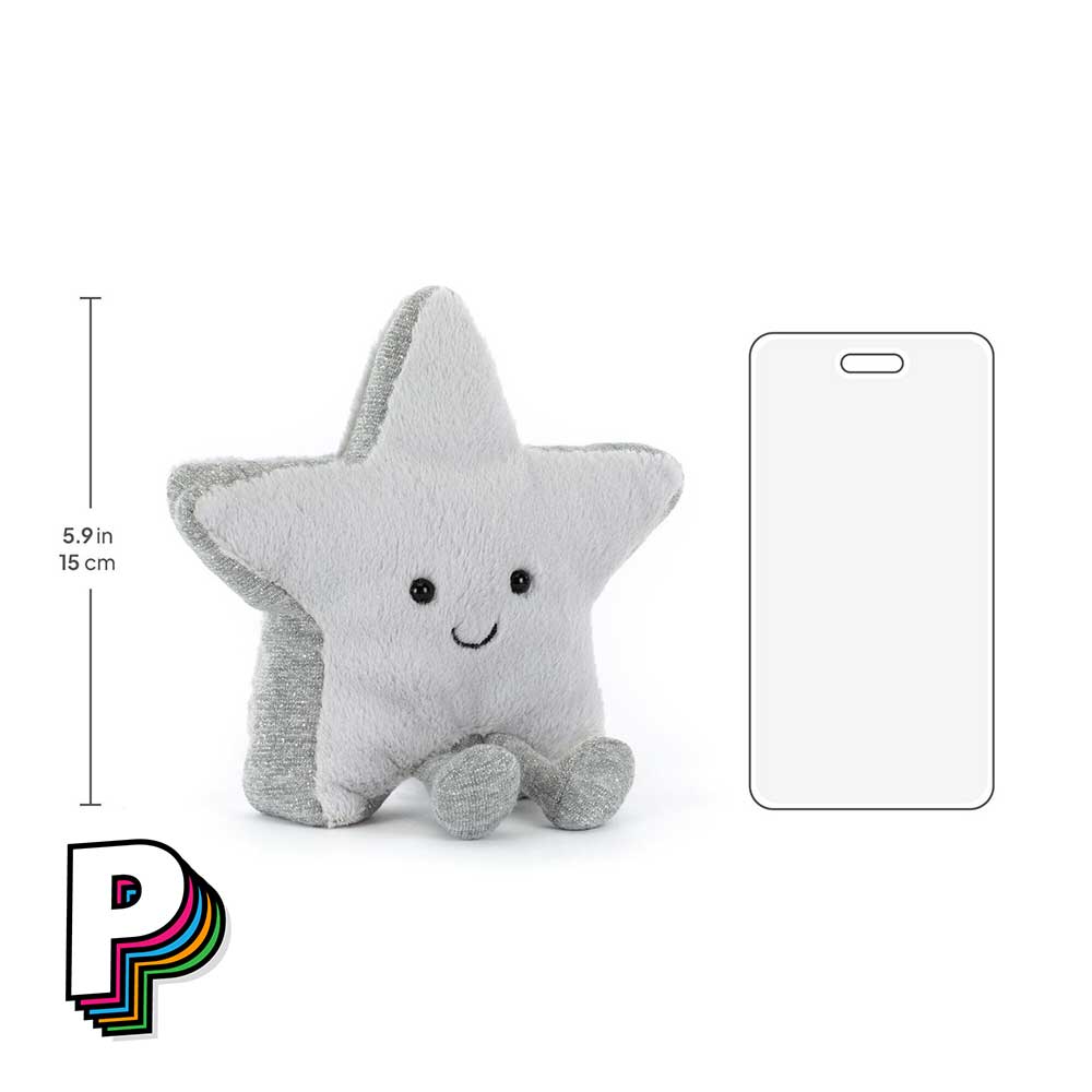 Dimensions peluche Etoile Argentée Amuseables de Jellycat
