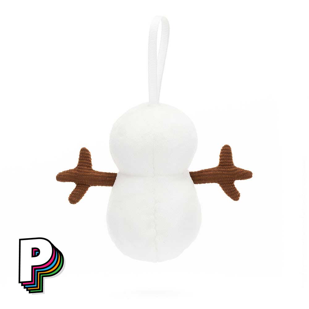 Peluche à suspendre Bonhomme de Neige Festive Folly de Jellycat de dos