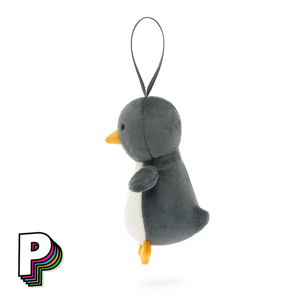 Peluche à suspendre Pingouin Festive Folly de Jellycat de côté