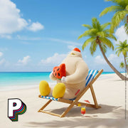 Peluche Yéti au soleil Frosty Yeti de Hello Hossy sur un transat à la plage