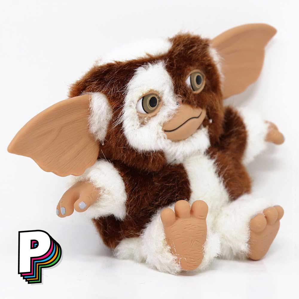 Peluche Gizmo Souriant Gremlins - NECA Mogwai de côté détail de ses pieds , mains et oreilles en plastique
