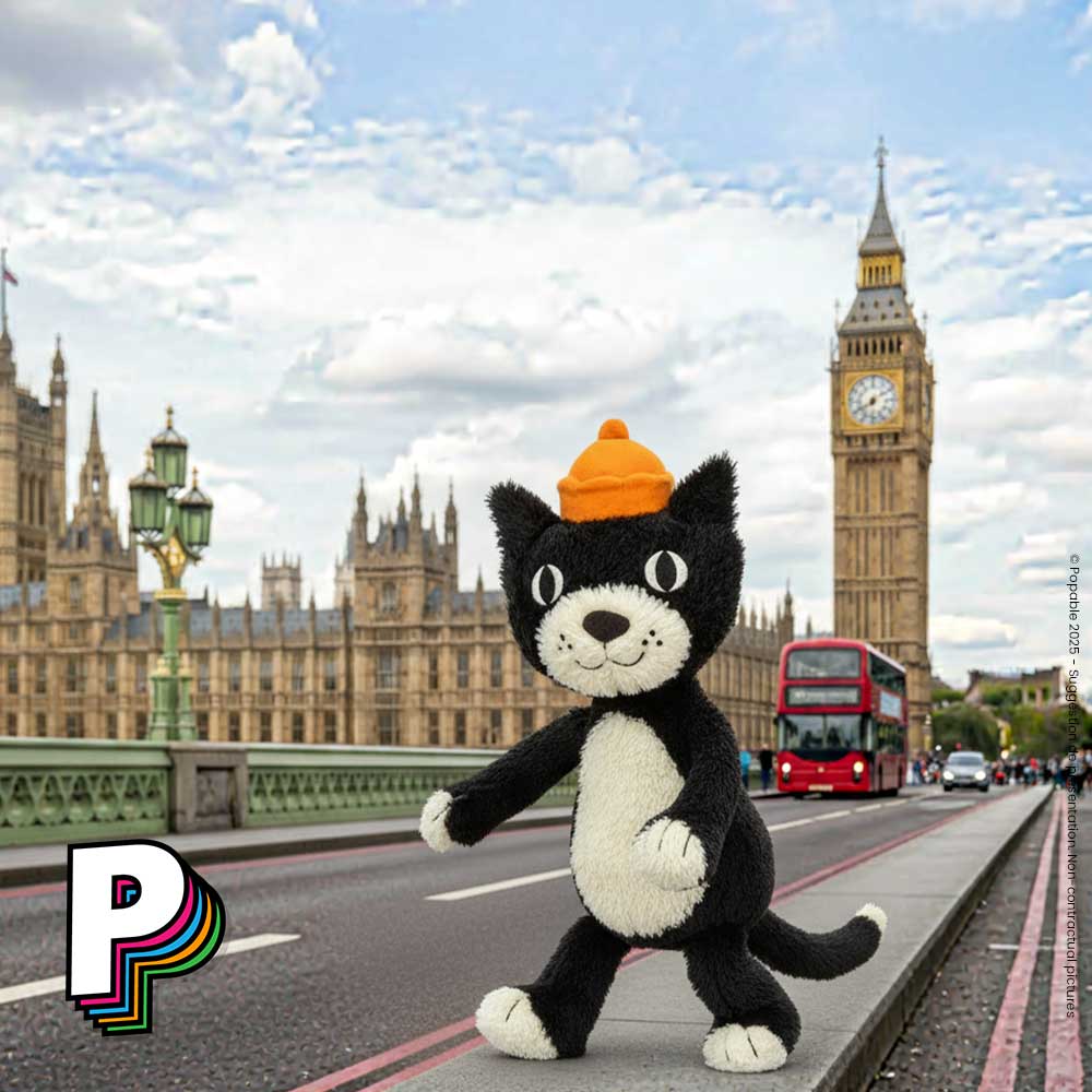 Peluche Jack le chat de Jellycat à Londres avec Big Ben