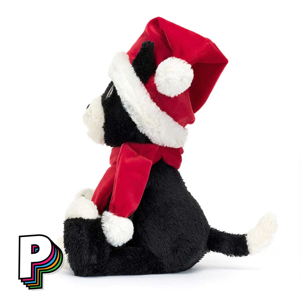 Peluche Jack le chat Noël de Jellycat de côté
