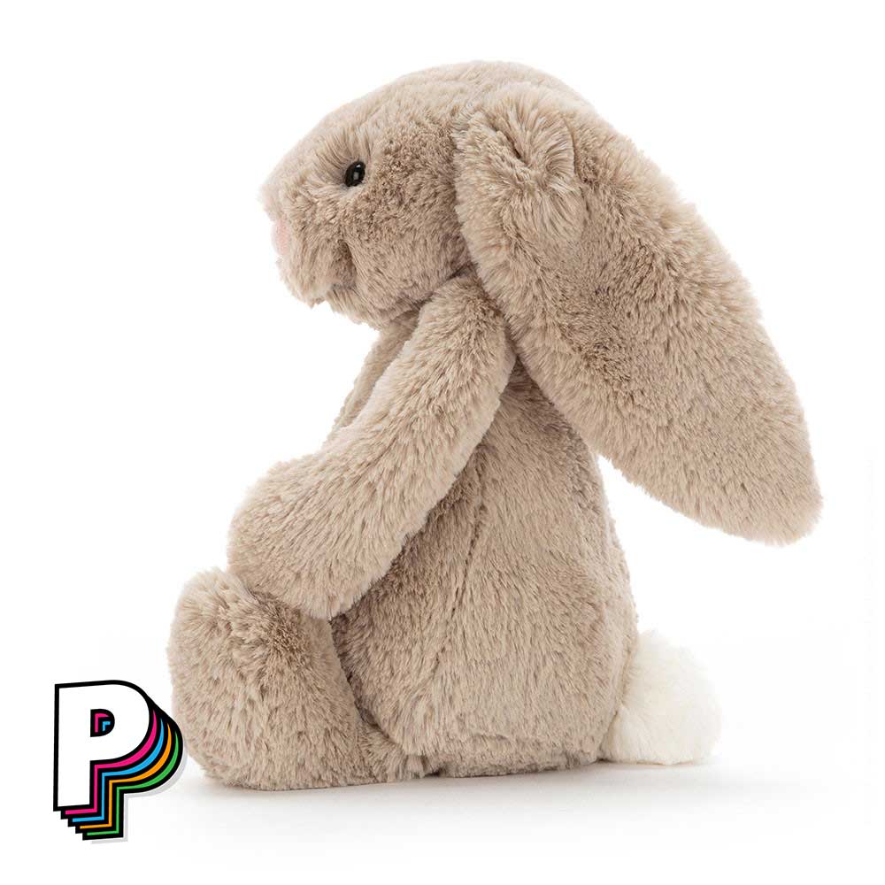 Peluche lapin beige Bashfull Jellycat medium de côté