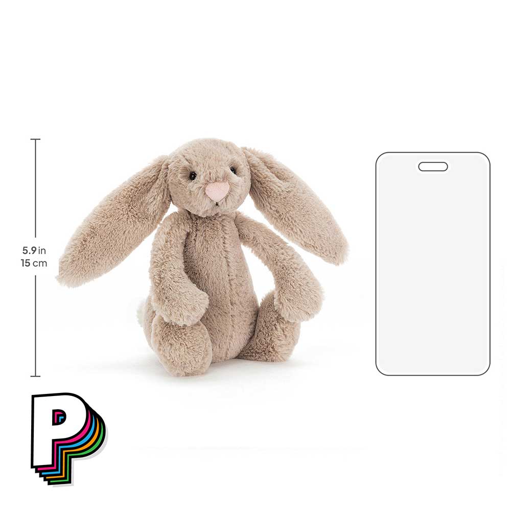 Taille Peluche lapin beige Bashfull Jellycat small 15 cm