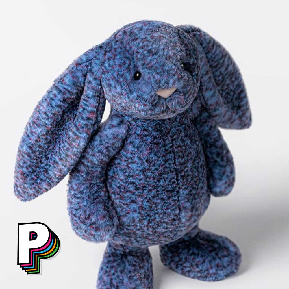 Détails Peluche lapin hopscone bleu Luxe Jellycat .