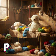 Peluche Agneau Lollie Lamb de jellycat dans atelier avec de la laine