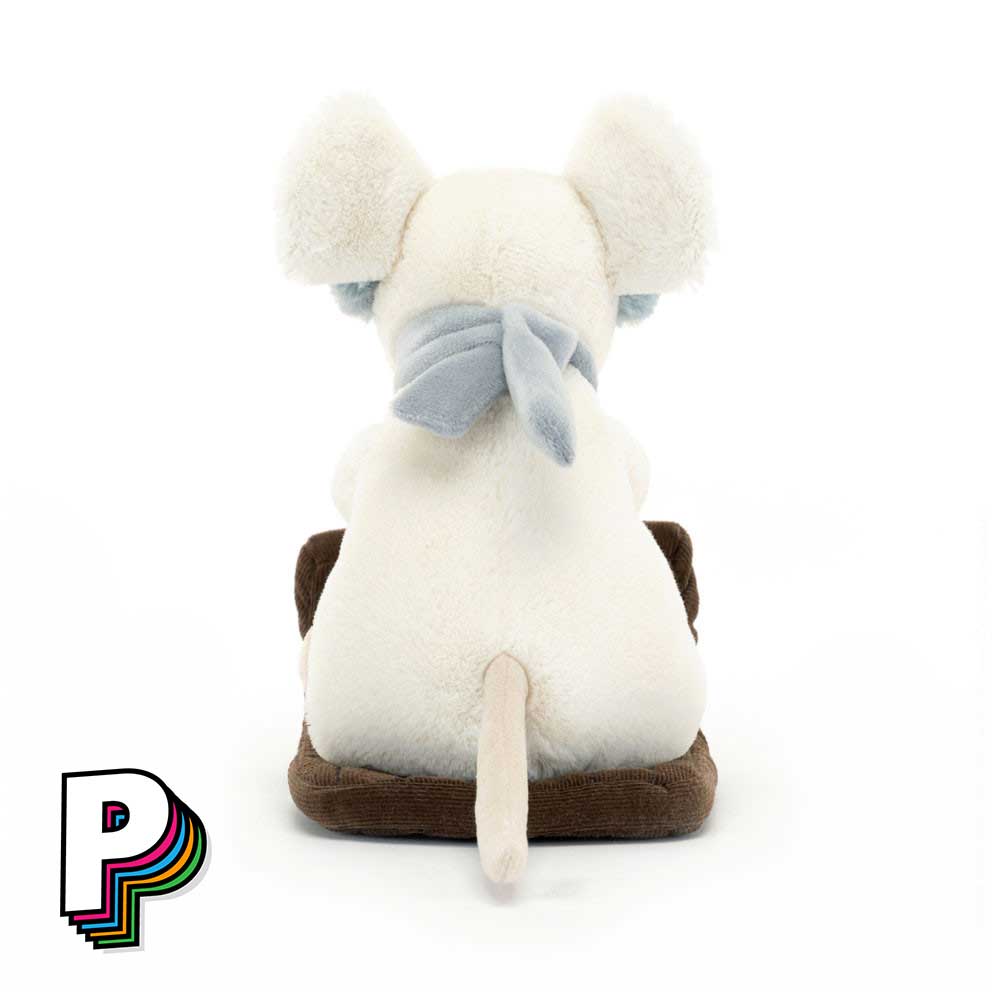 Peluche souris Merry en luge de Jellycat de dos