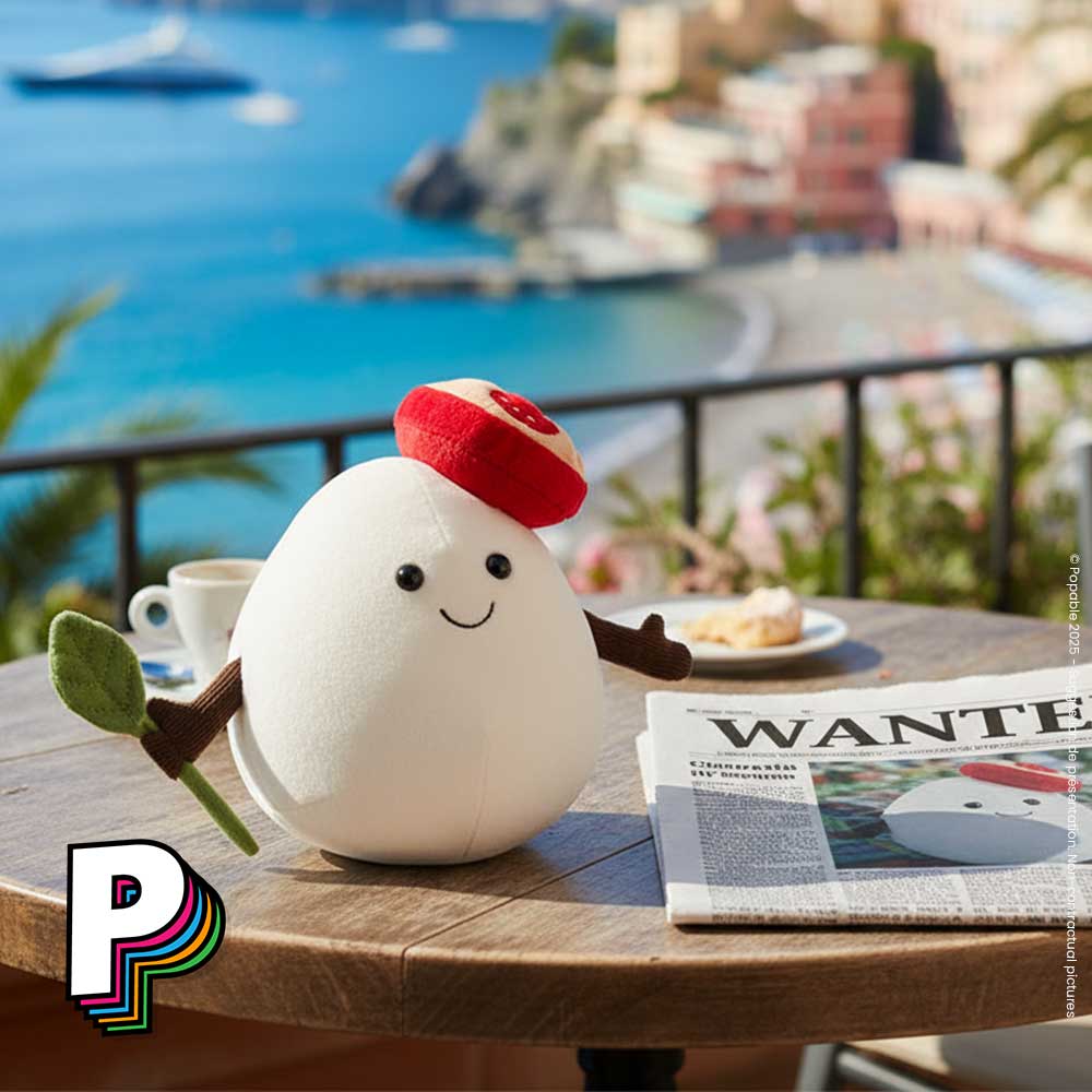 Peluche Mozzarella Amuseables de Jellycat sur la riviera italienne