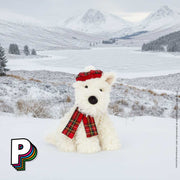 Peluche Munro Chien Écossais Hiver Scottie de Jellycat paysage écossais