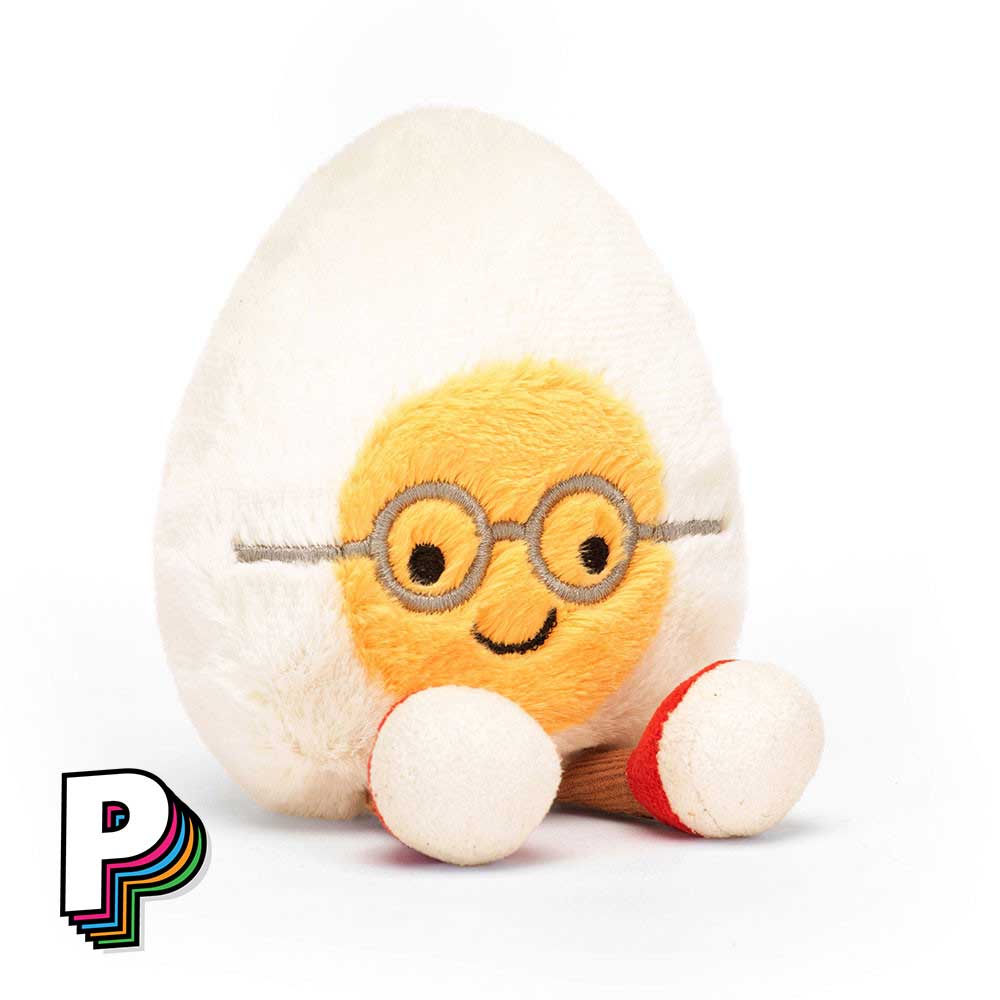 Peluche Amuseables Boiled Egg Geek assis