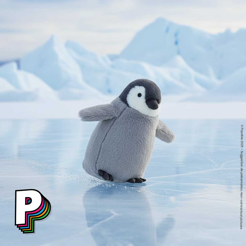 Peluche pingouin Percy de Jellycat sur banquise