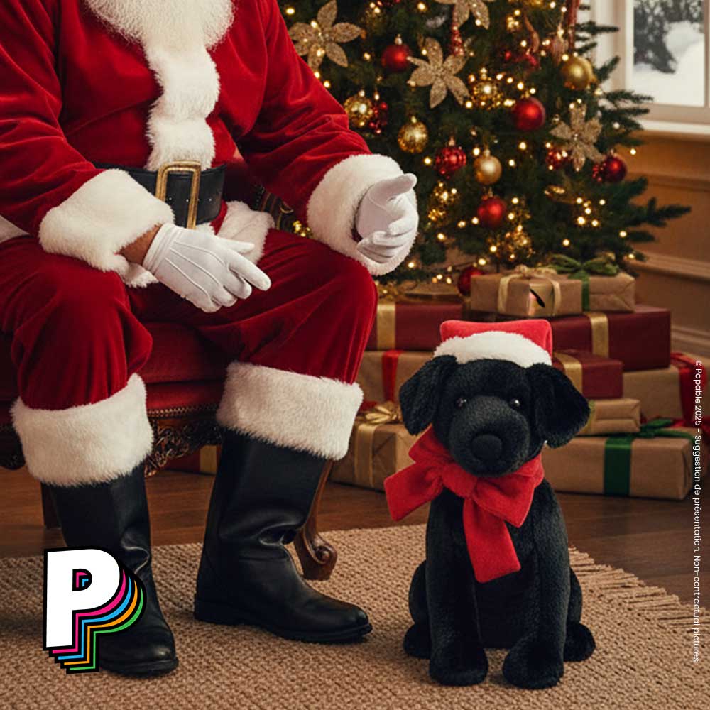 Peluche Chien Pippa Labrador Noir Noël de Jellycat avec pere-noel
