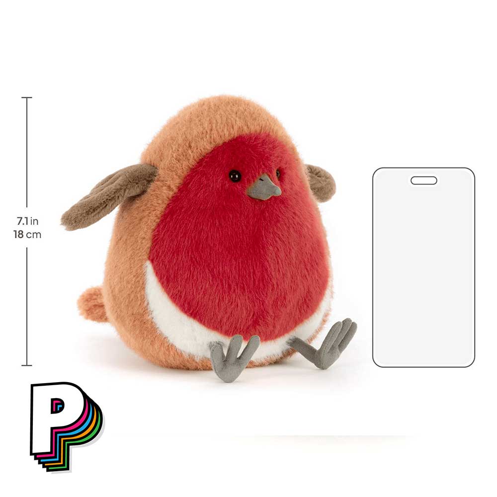 Dimensions peluche rouge-gorge Plum Jellycat