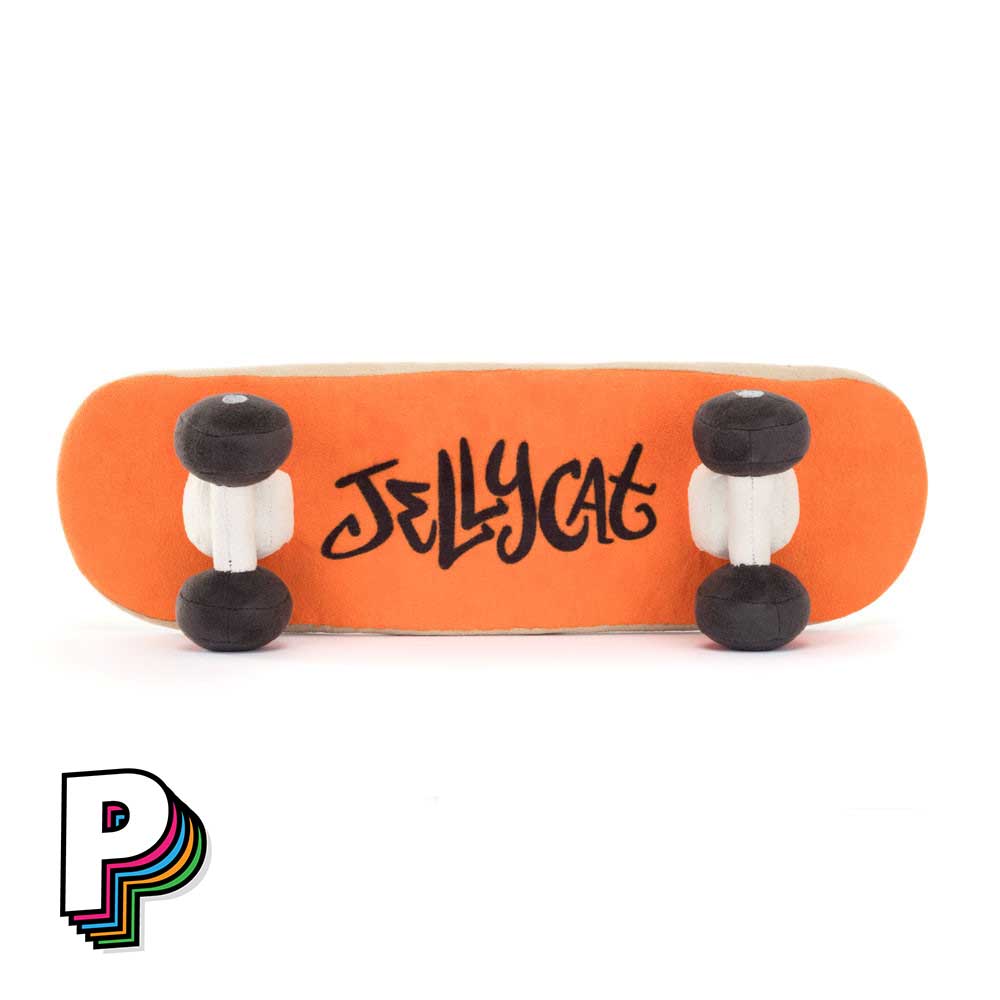 face inférieure du skate orange avec tag jellycat