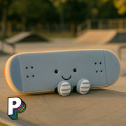 Peluche Skateboard de Jellycat dans un skatepark
