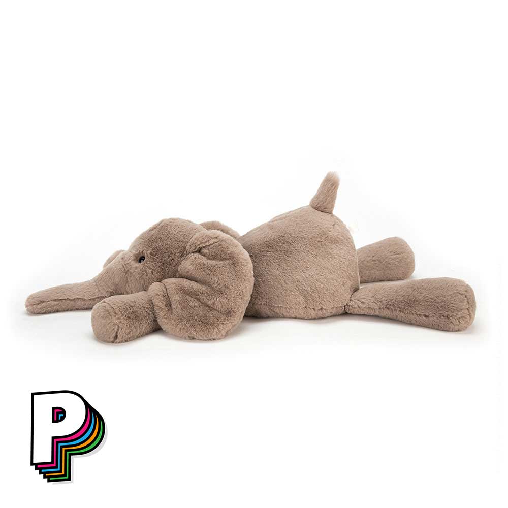 Peluche Elephant Beige Smudge de Jellycat de côté