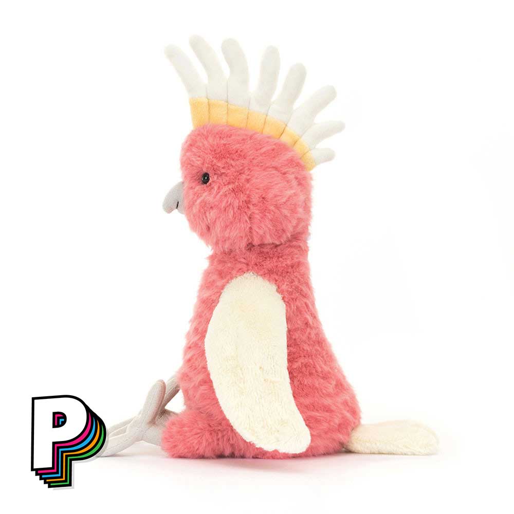 Côté de la peluche Perroquet Squawkatoo de Jellycat