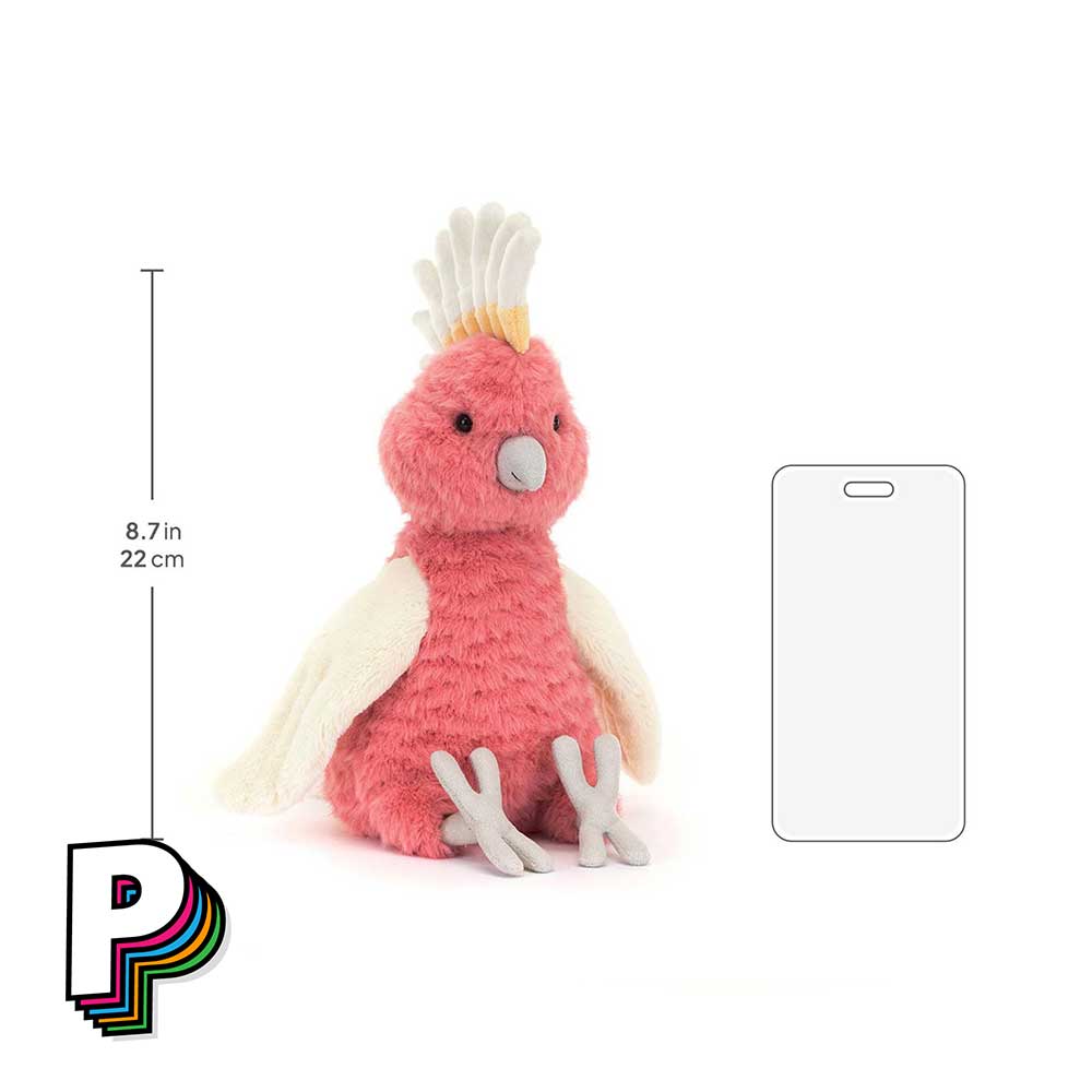 Dimensions de la peluche Perroquet Squawkatoo de Jellycat