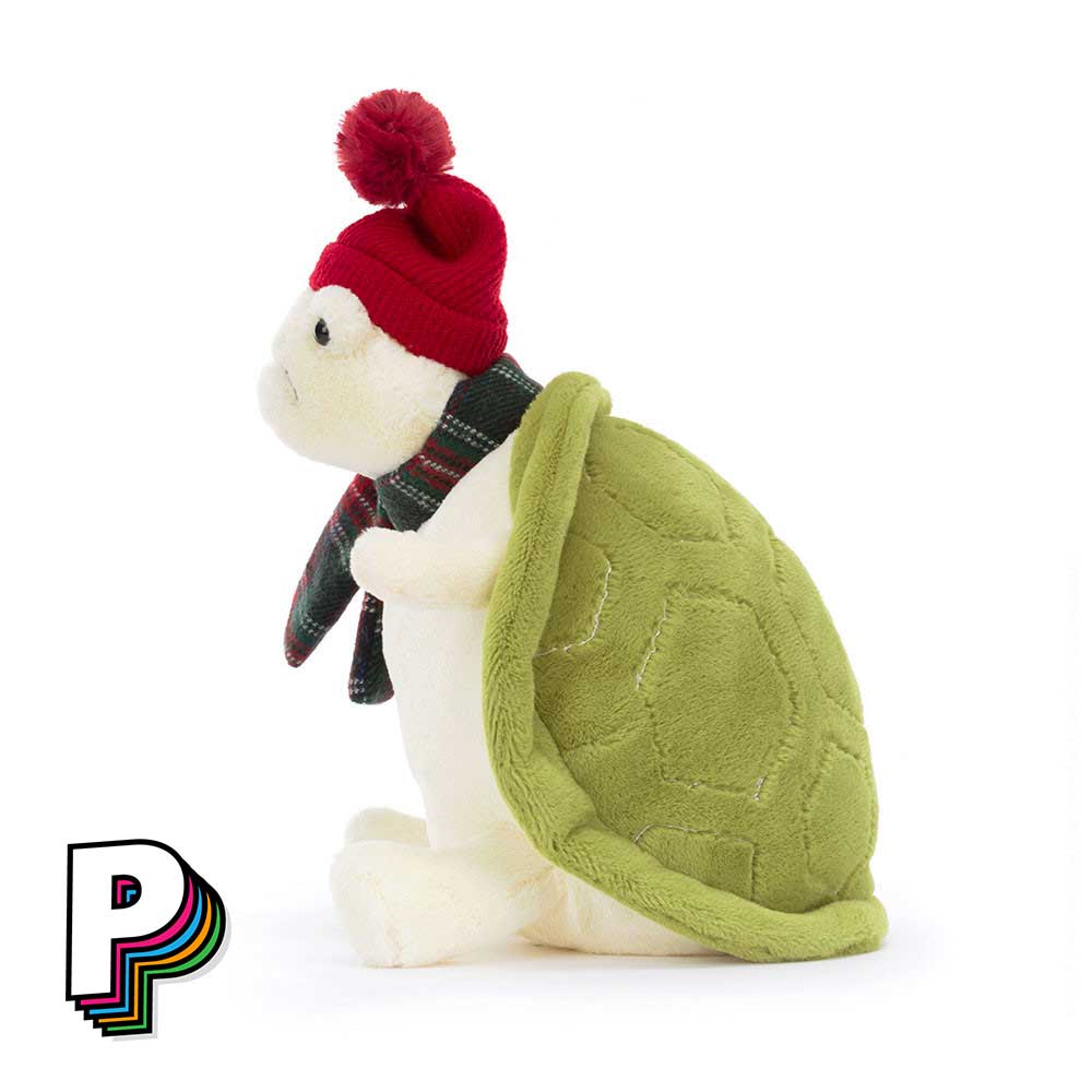 Peluche Tortue Timmy bonhomme de neige de Jellycat de côté