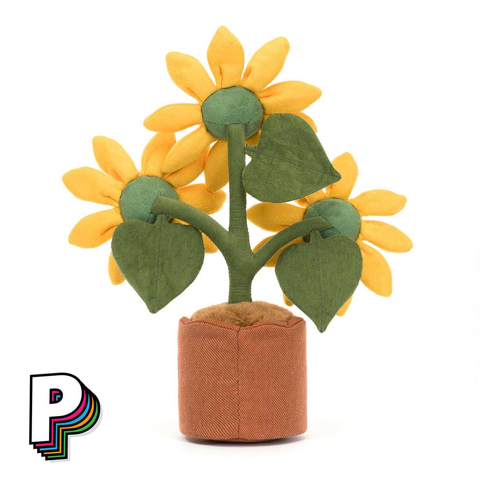 Peluche Tournesol en pot fleurs Amuseables de Jellycat de dos