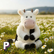 Peluche Mooliet vache de Jellycat dans un champs de marguerite