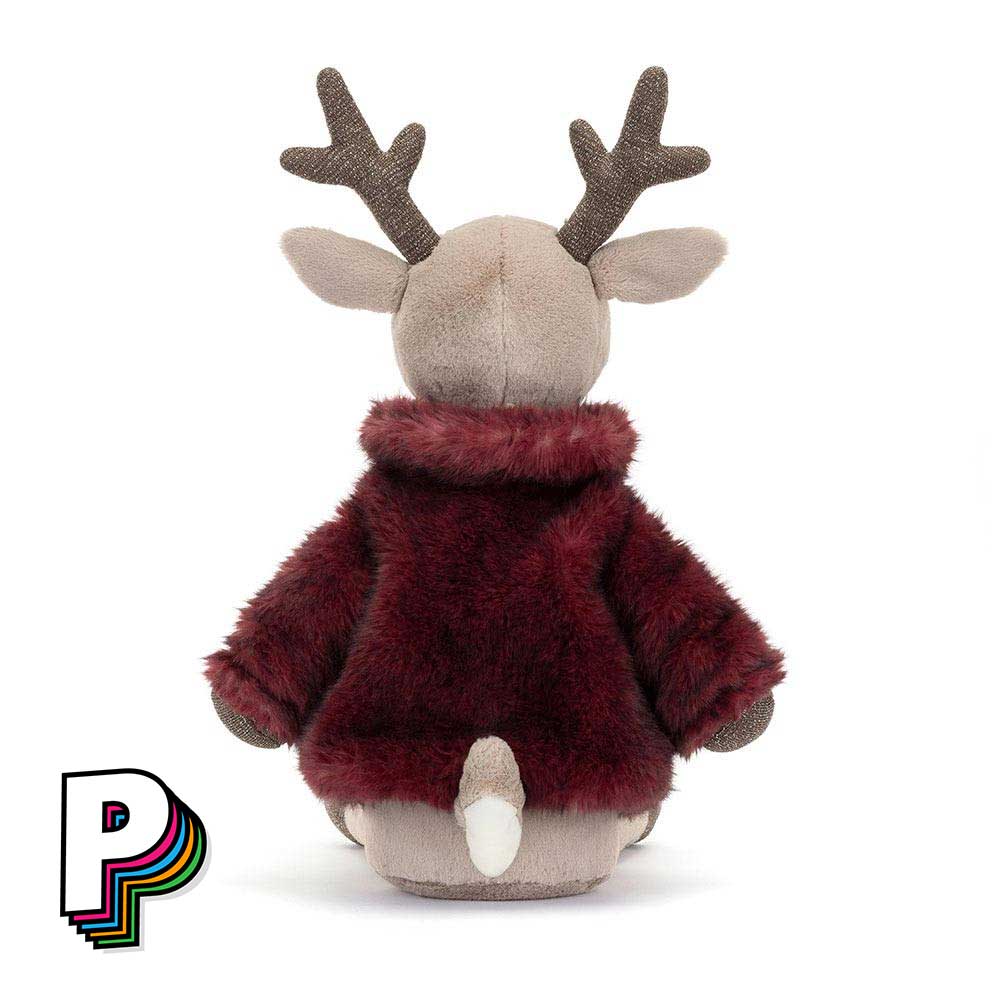 Peluche Renne Vivien avec Manteau de Jellycat de dos