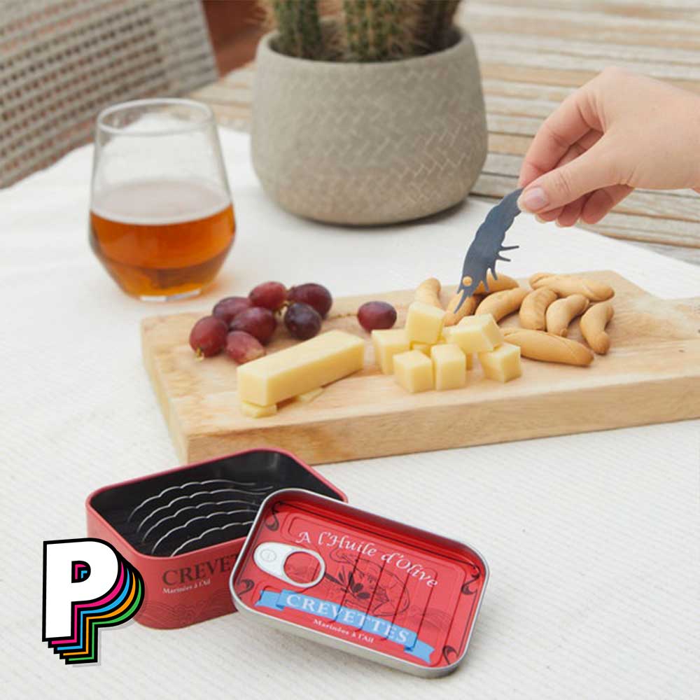 Pics apéritif conserverie en forme de crevette qui pic fromage à l'apéro