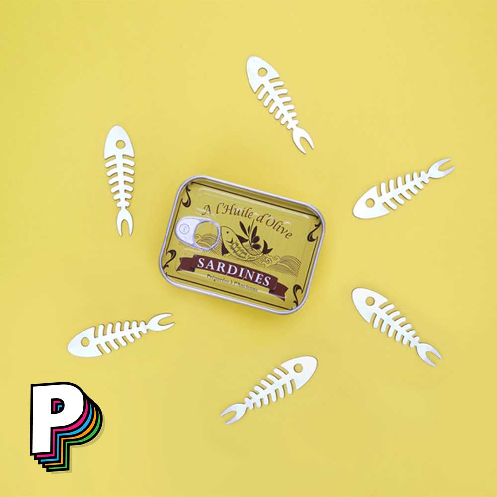 Pics apéritif arête sardine et la boite vintage