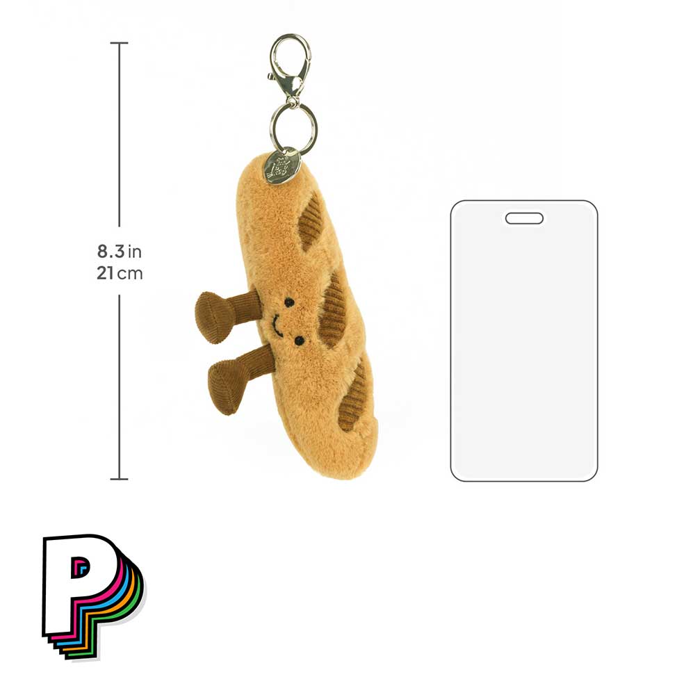 Porte-clé peluche baguette Amuseables de Jellycat dimensions